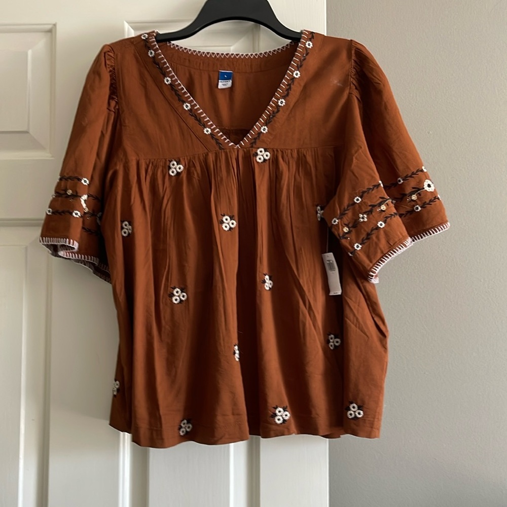 Old Navy peasant brown boho style top